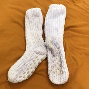 Light purple knee high fuzzy socks